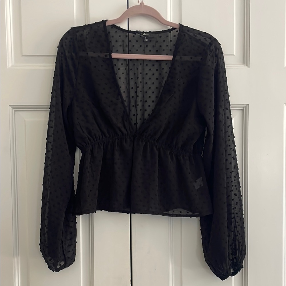 Elegant Black Sheer Polka Dot Top